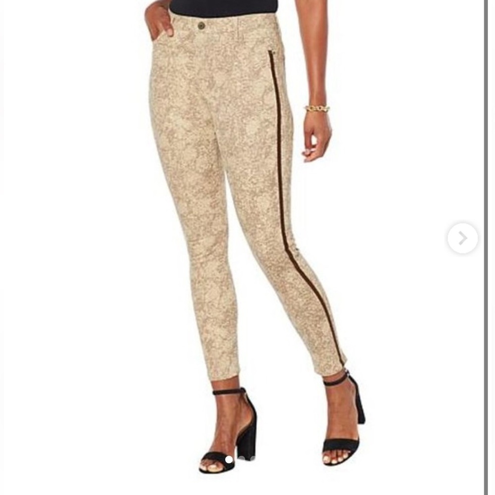 Skinnygirl Broadway High-Rise Stripe Skinny Jean CHARMED SNAKE Size 27/4 Brown